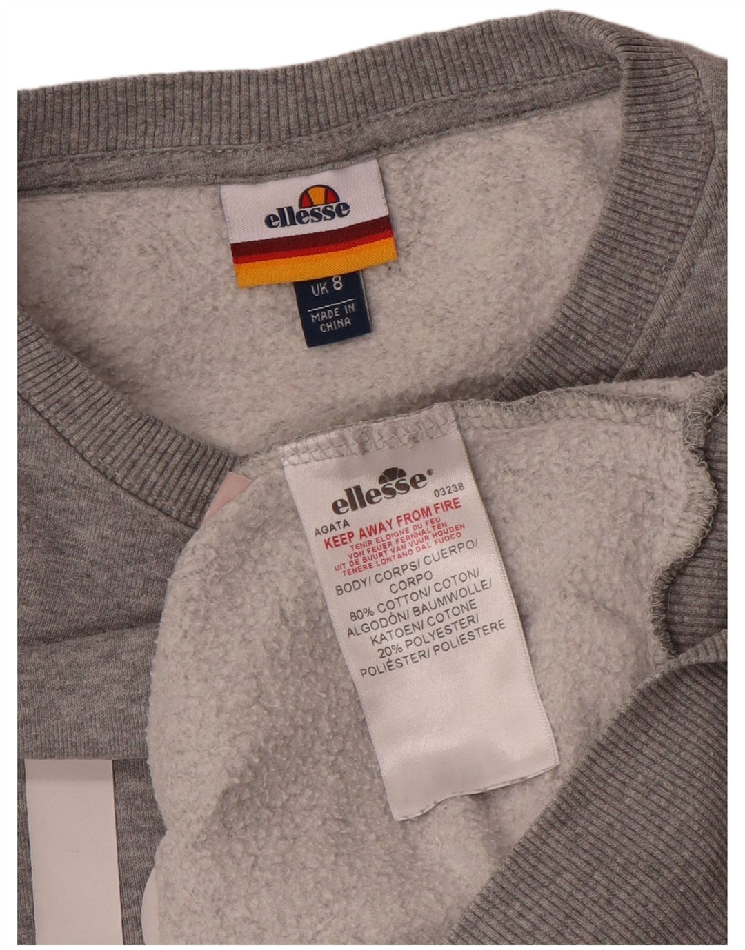 Женский джемпер оверсайз с рисунком Ellesse, Великобритания, 8, маленький, серый, хлопковый