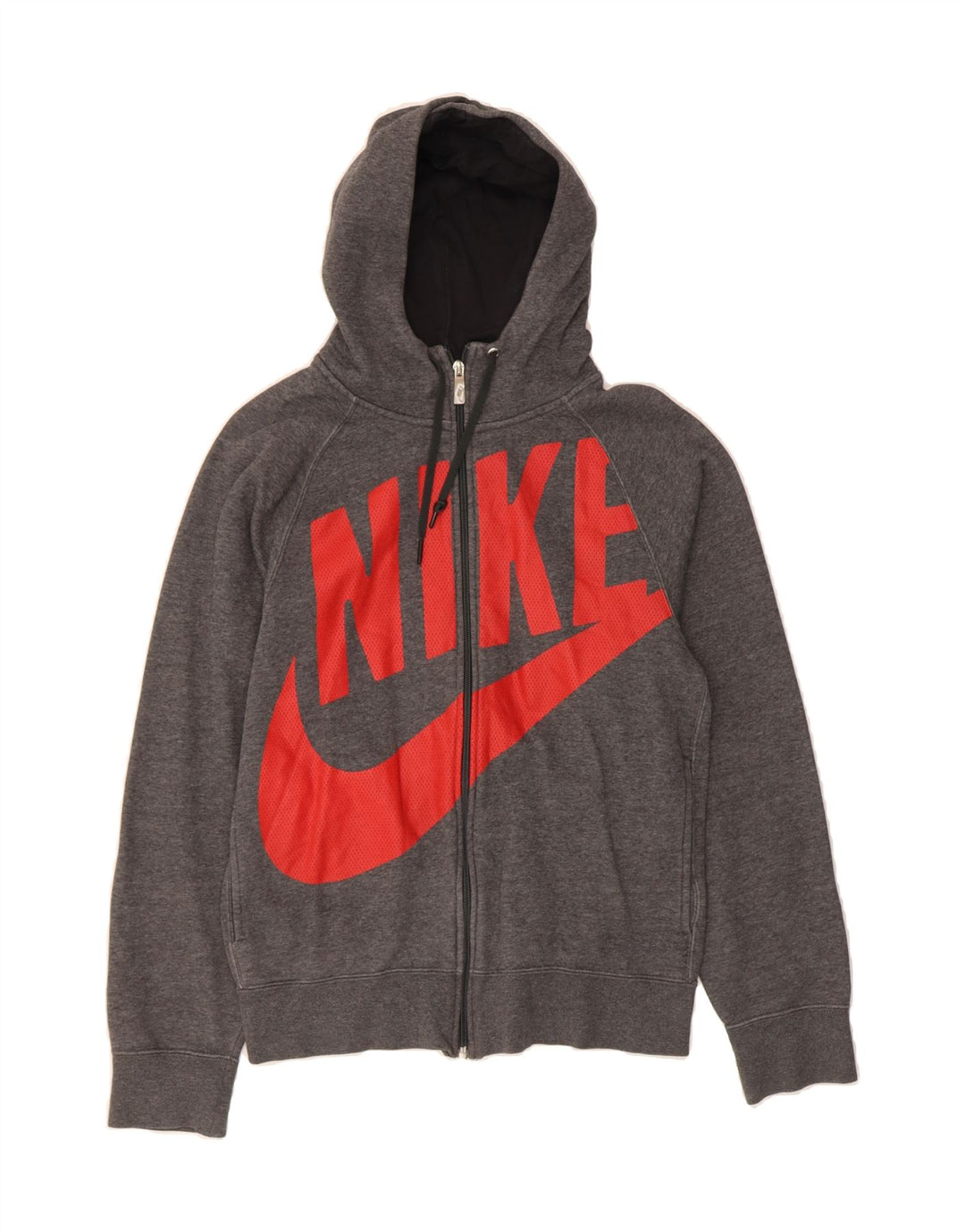 NIKE Mens Graphic Zip Hoodie Sweater Small Grey Cotton Vintage Nike and Second-Hand Nike from Messina Hembry 