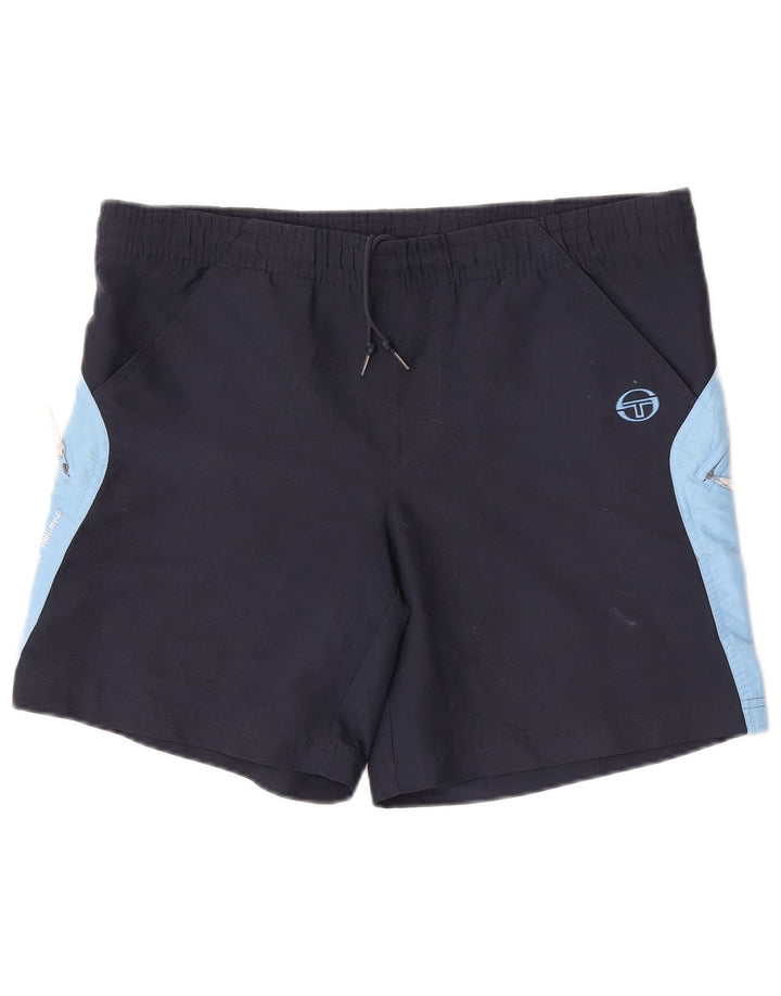 Мужские спортивные шорты с рисунком Sergio Tacchini, средние темно-синие, с цветными блоками