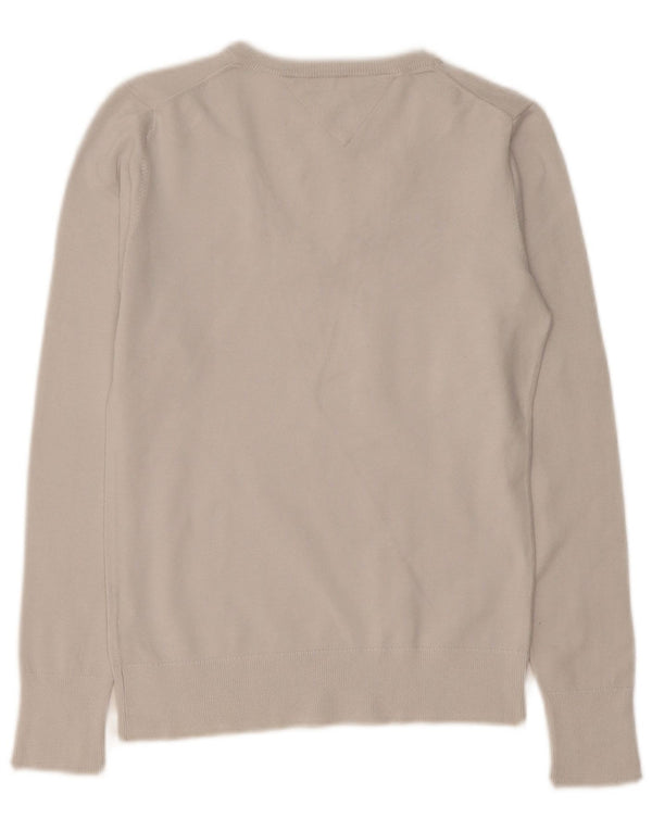 Женский джемпер с v-образным вырезом Tommy Hilfiger UK 10, маленький белый хлопковый свитер