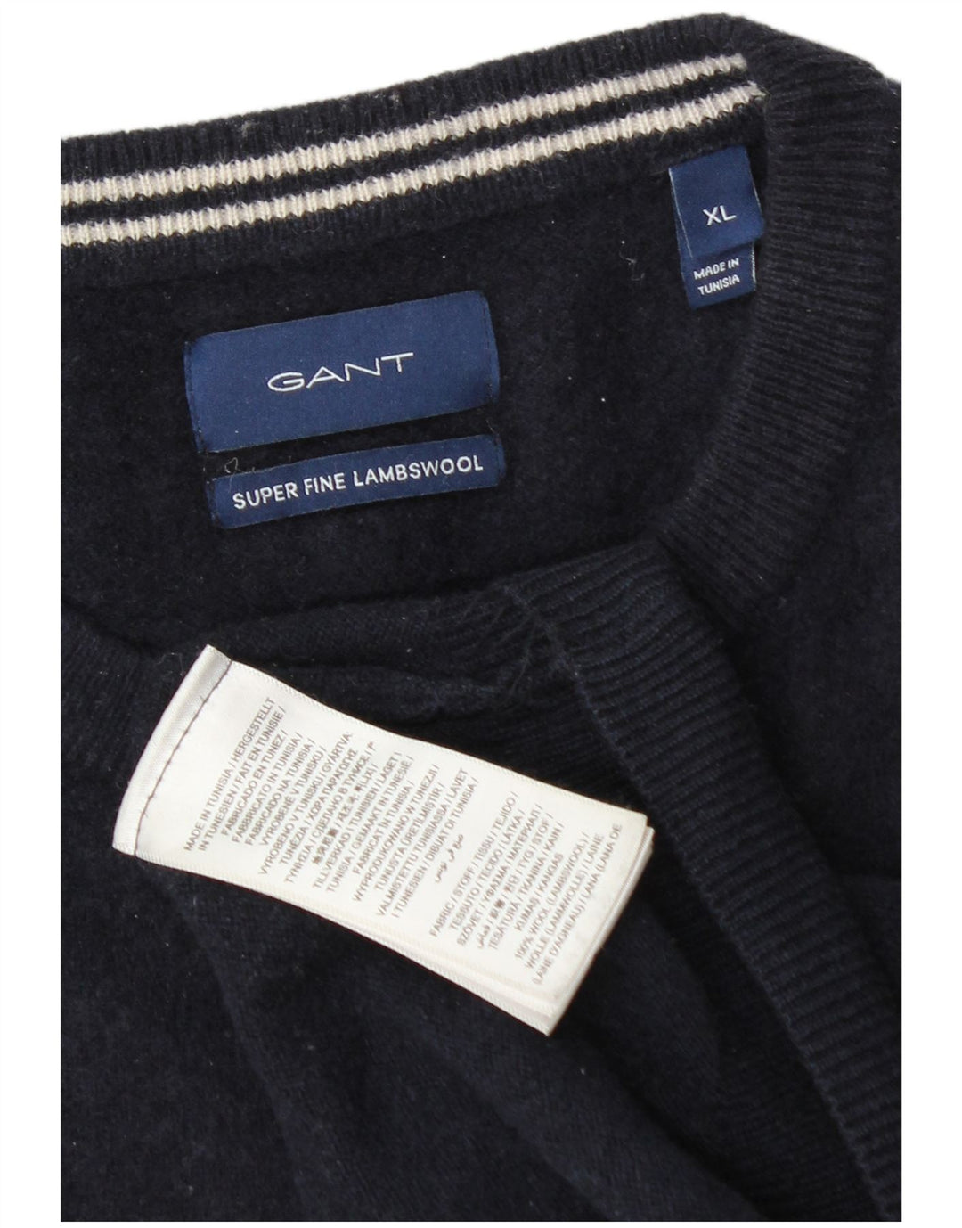 Мужской свитер Gant с круглым вырезом XL, темно-синий, шерсть