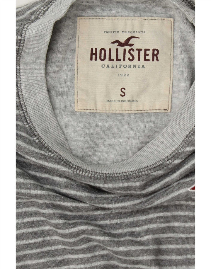 Мужской топ Hollister с длинным рукавом, маленький серый в полоску