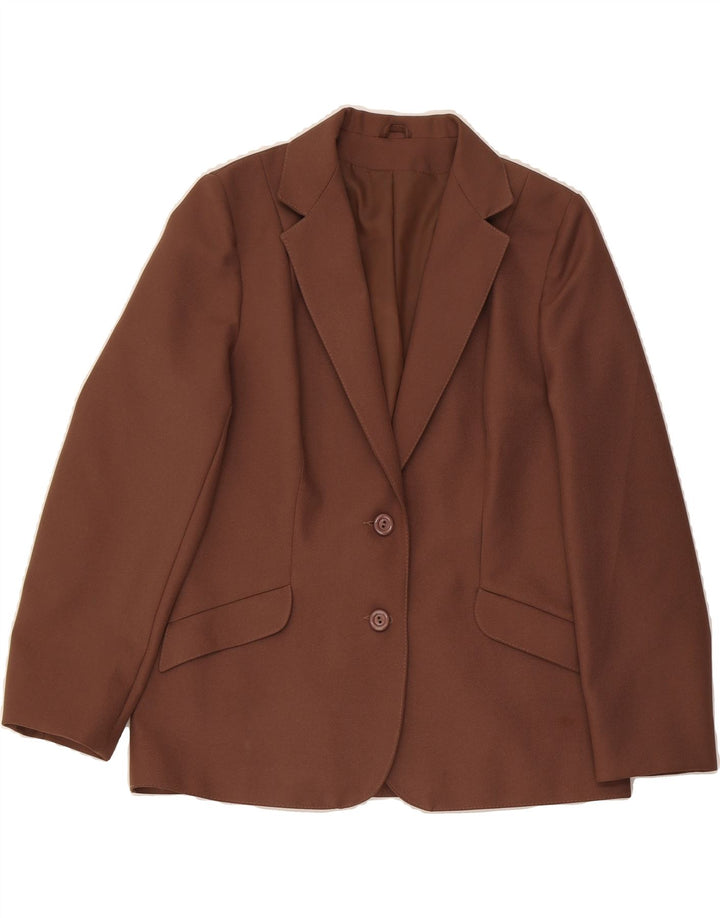 VINTAGE Womens 2 Button Blazer Jacket UK 16 Large  Brown Polyester Vintage Vintage and Second-Hand Vintage from Messina Hembry 