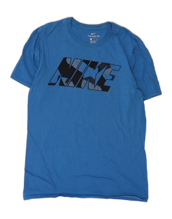 NIKE Mens Athletic Cut Graphic T-Shirt Top Small Blue Cotton Vintage Nike and Second-Hand Nike from Messina Hembry 