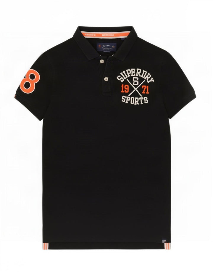 Мужская рубашка-поло с рисунком Superdry, большая черная