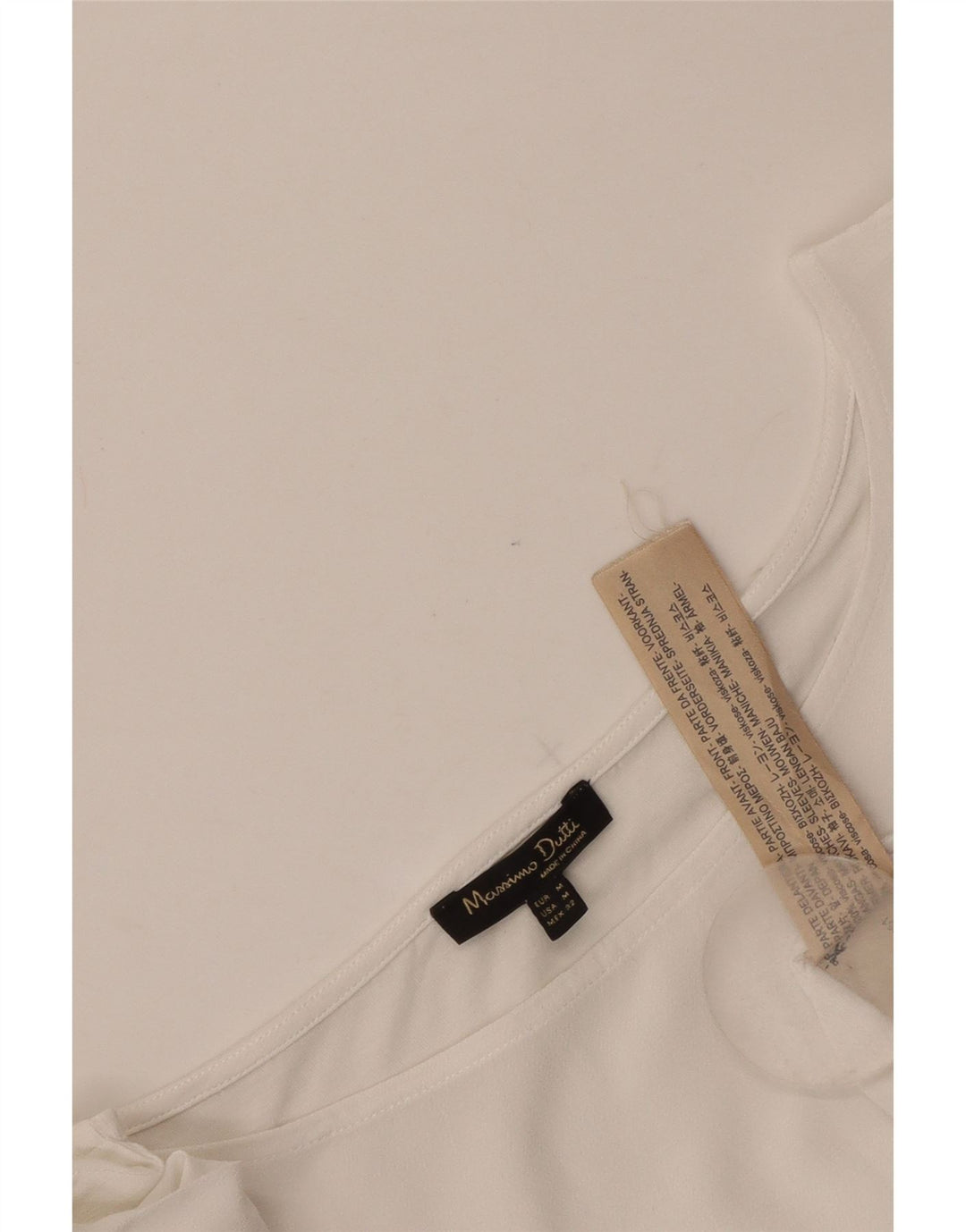 Женская укороченная блузка с рукавом 3/4 Massimo Dutti UK 12, средний белый цвет, вискоза