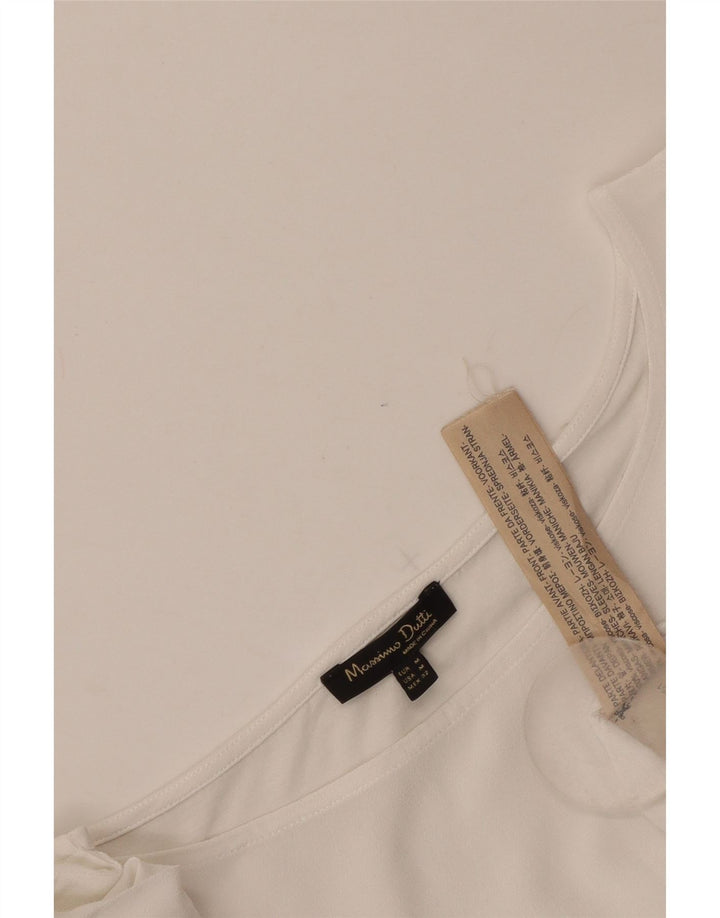 Женская укороченная блузка с рукавом 3/4 Massimo Dutti UK 12, средний белый цвет, вискоза