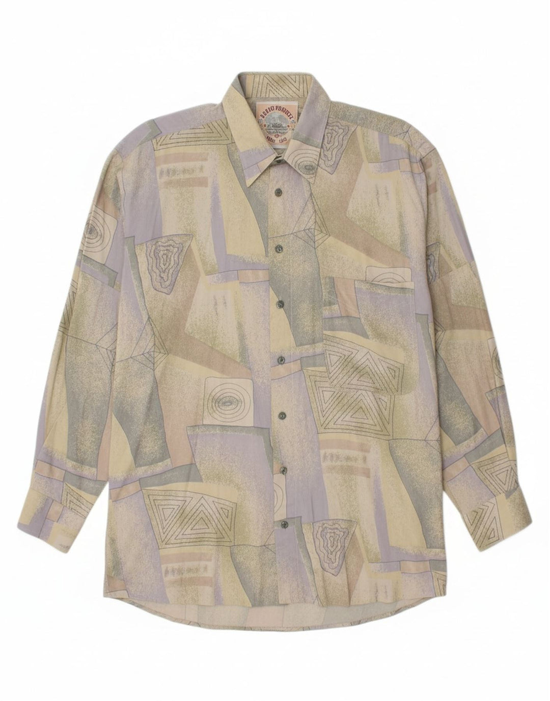 VINTAGE Mens Abstract Pattern Shirt Size 39/40 Medium Multicoloured
