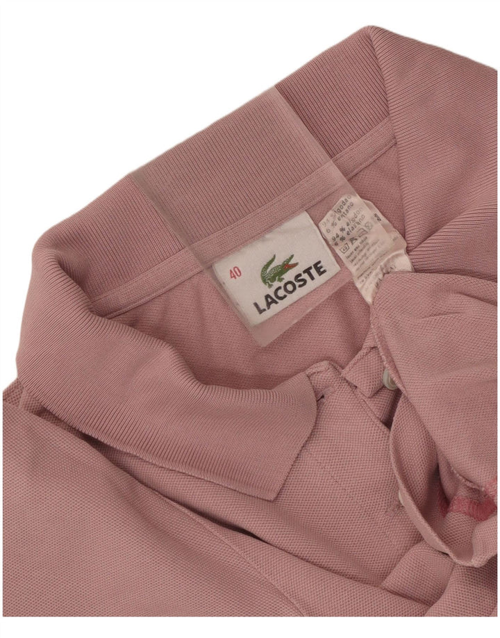 Женская укороченная рубашка-поло Lacoste, размер 40, хлопковый цвет среднего розового цвета