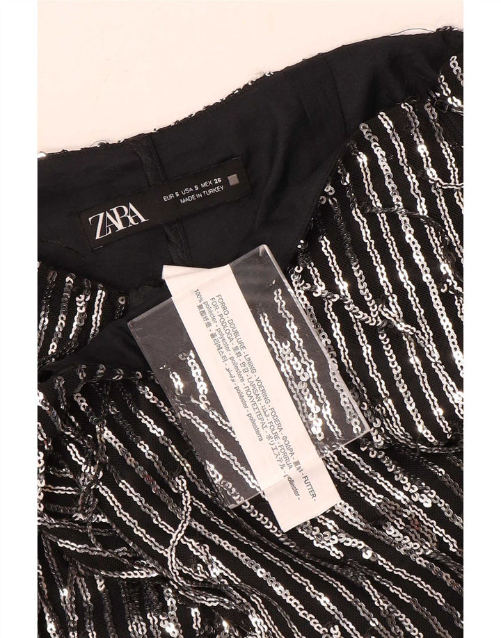 Женская мини-юбка Zara Small W26, полиэстер в черную полоску