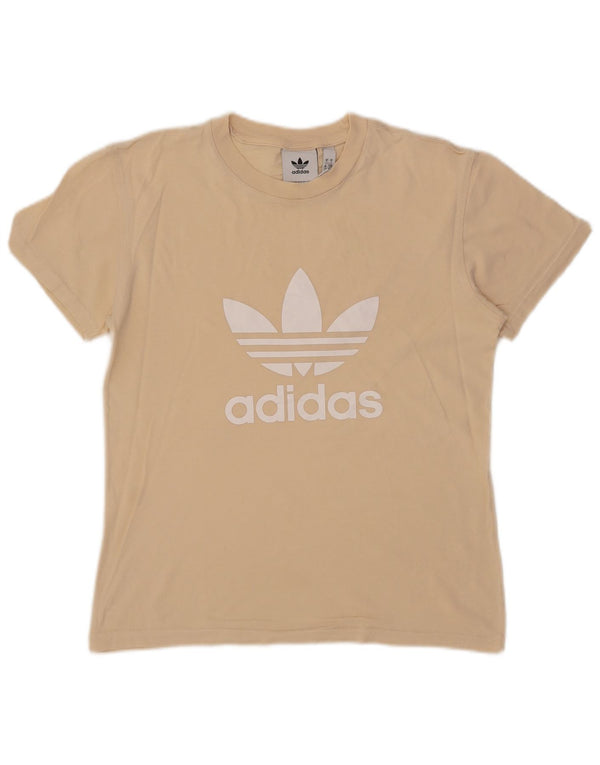 Женская футболка с рисунком Adidas Top UK 10, маленькая, бежевая