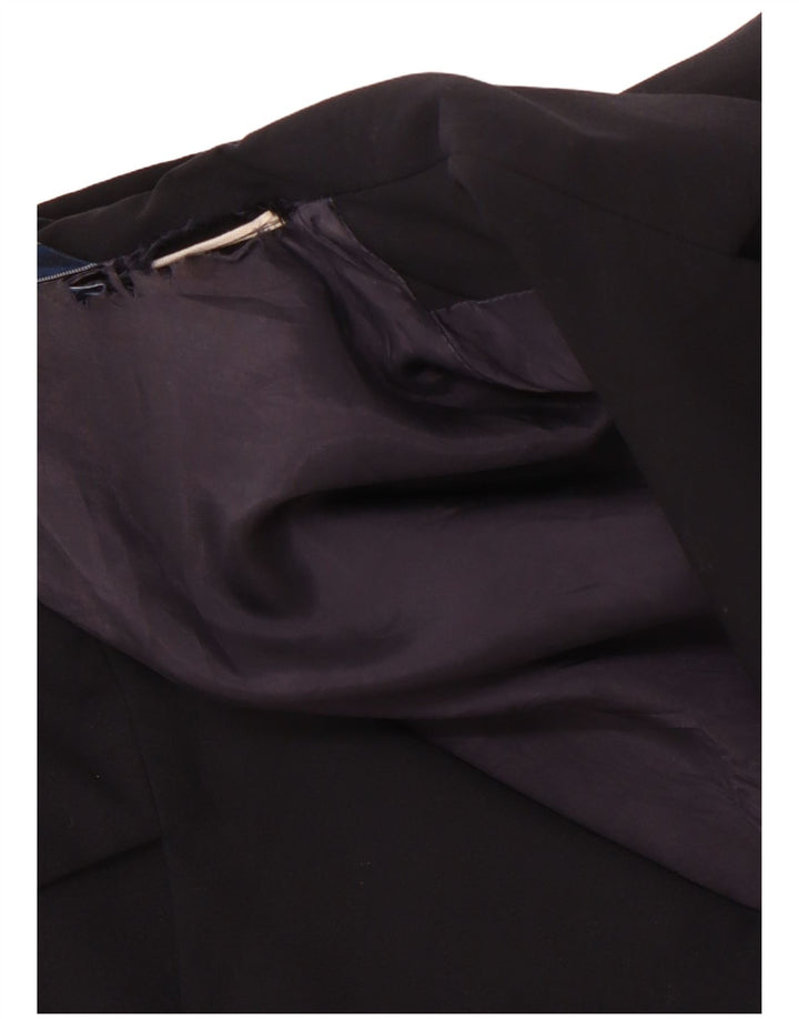 ВИНТАЖНЫЙ женский пиджак на 3 пуговицах IT 46, большой темно-синий, шерсть