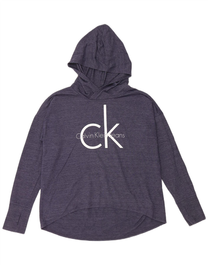 CALVIN KLEIN JEANS Женский топ с рисунком с длинным рукавом UK 16, темно-синий, большой размер