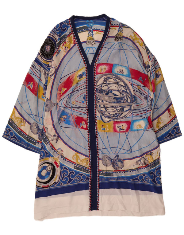 ВИНТАЖНОЕ женское платье свободного кроя с абстрактным узором, Великобритания 14, средний синий цвет