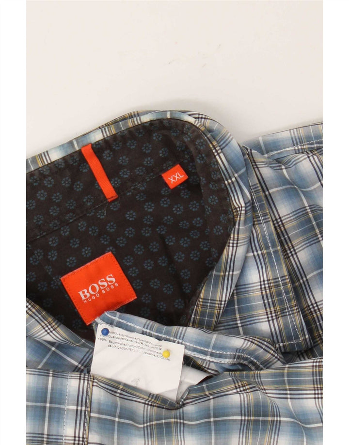 Мужская рубашка Hugo Boss 2XL, синяя клетка, хлопок