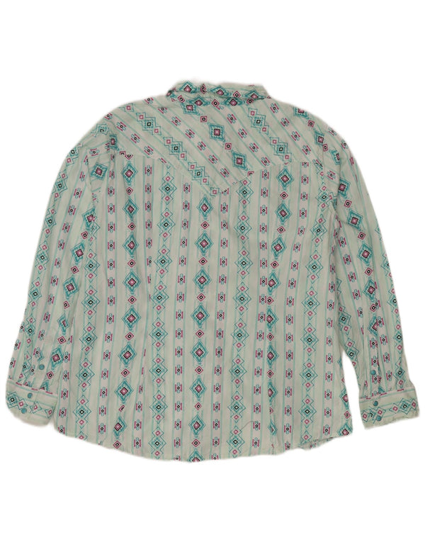 Женская рубашка в стиле ретро WRANGLER UK 20 2XL, хлопок с бирюзовым геометрическим рисунком