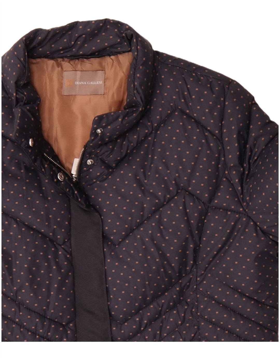 Женская стеганая куртка Diana Gallesi UK 16, большой темно-синий пятнистый полиамид