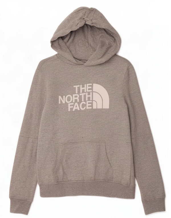 Джемпер с капюшоном и рисунком The North Face для мальчиков 11–12 лет, большой серый в крапинку