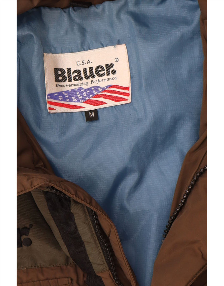 Мужская стеганая куртка Blauer UK 38, средний коричневый цвет, нейлон с цветными блоками