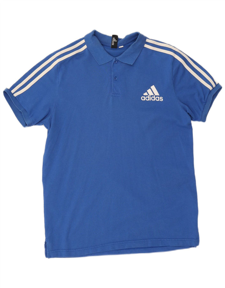 Мужская рубашка поло Adidas среднего синего цвета