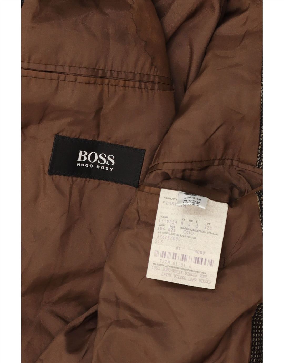 Мужской пиджак Hugo Boss на 3 пуговицах EU 50, большой коричневый пятнистый шерстяной пиджак