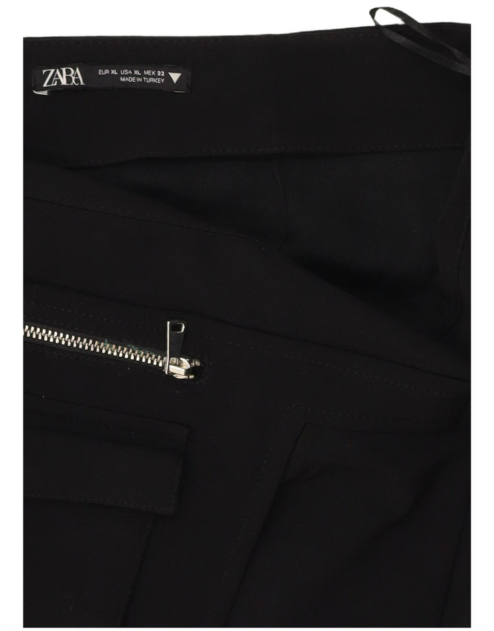 Женская мини-юбка с завышенной талией ZARA XL W32, черный полиэстер