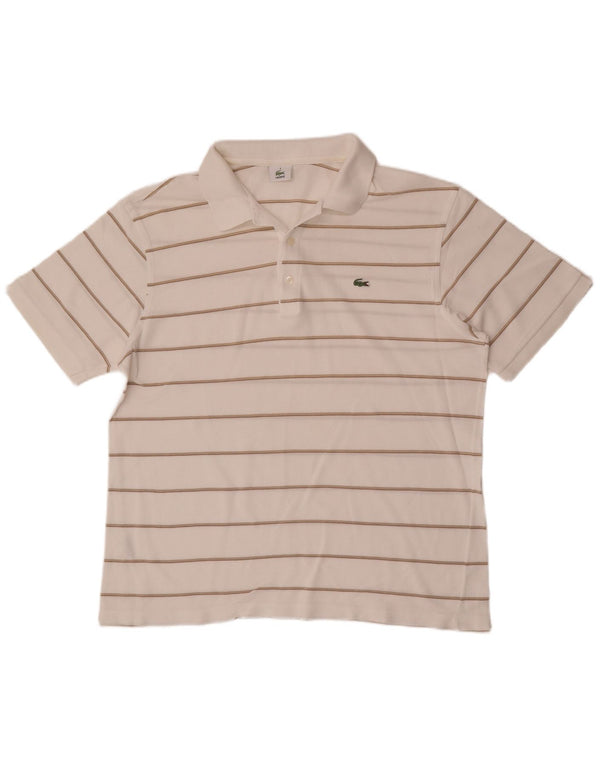 Мужская рубашка-поло Lacoste, размер 6 XL, хлопок в белую полоску