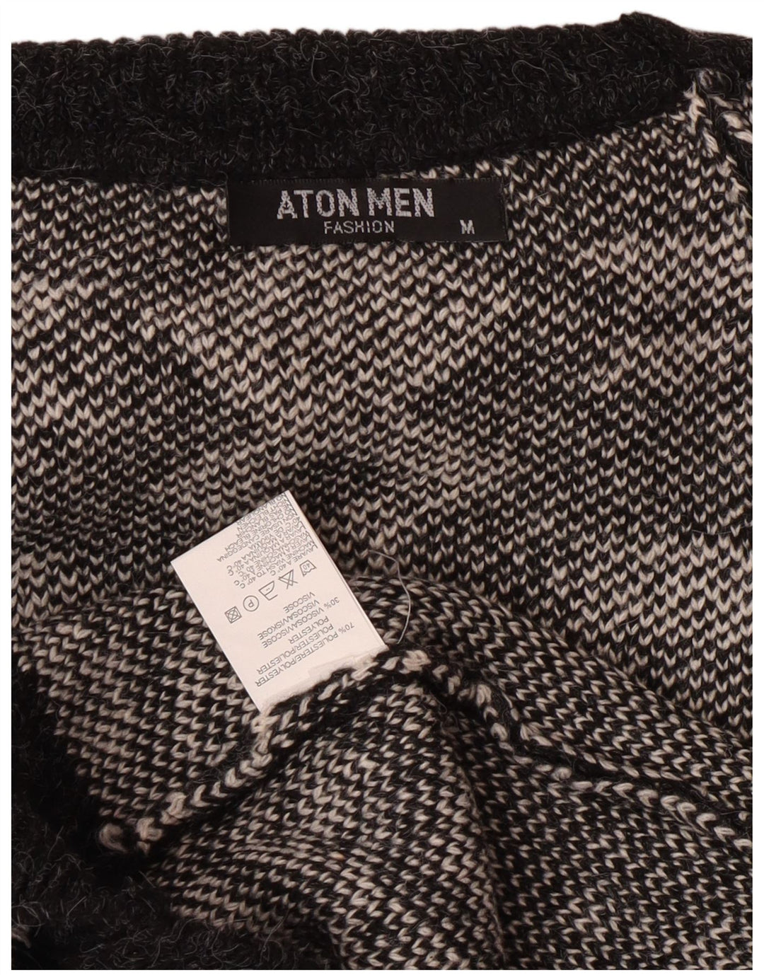 Мужской джемпер с высоким воротом Aton, средний черный свитер с узором Fair Isle Christmas