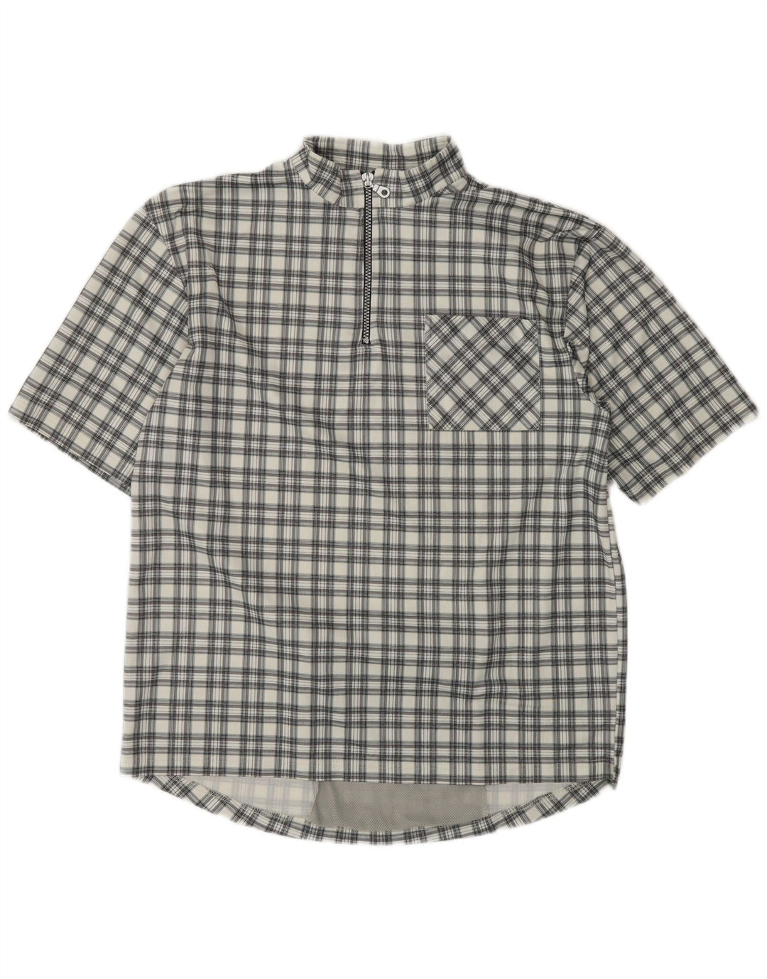 Мужская рубашка-пуловер VINTAGE с короткими рукавами, большая серая клетка из полиэстера