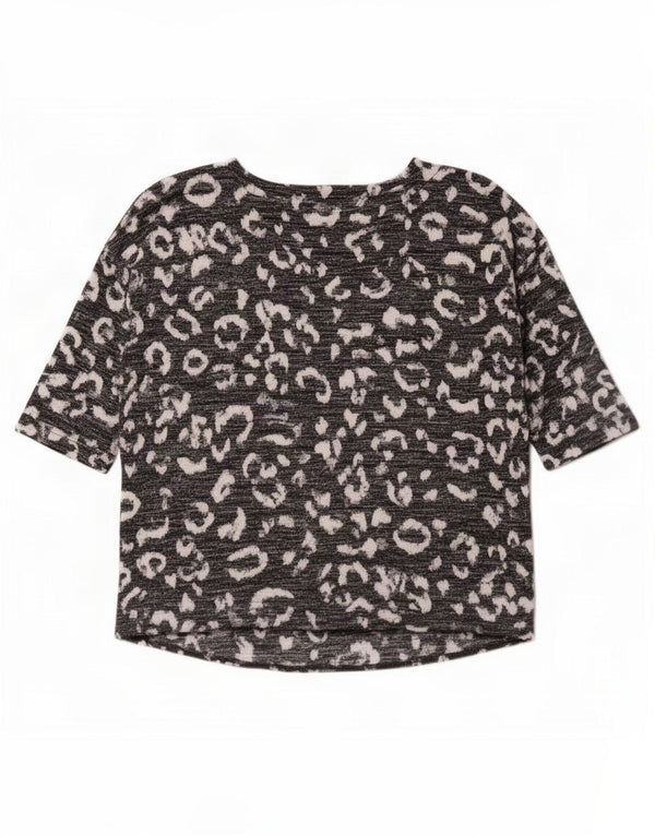 Marks & Spencer Womens Top 3/4 Sleeve UK 16 Large Black Animal Print
