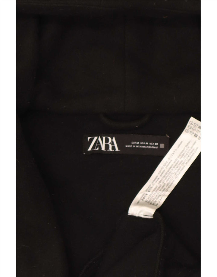 Женское пальто с капюшоном Zara UK 14, средний черный полиэстер