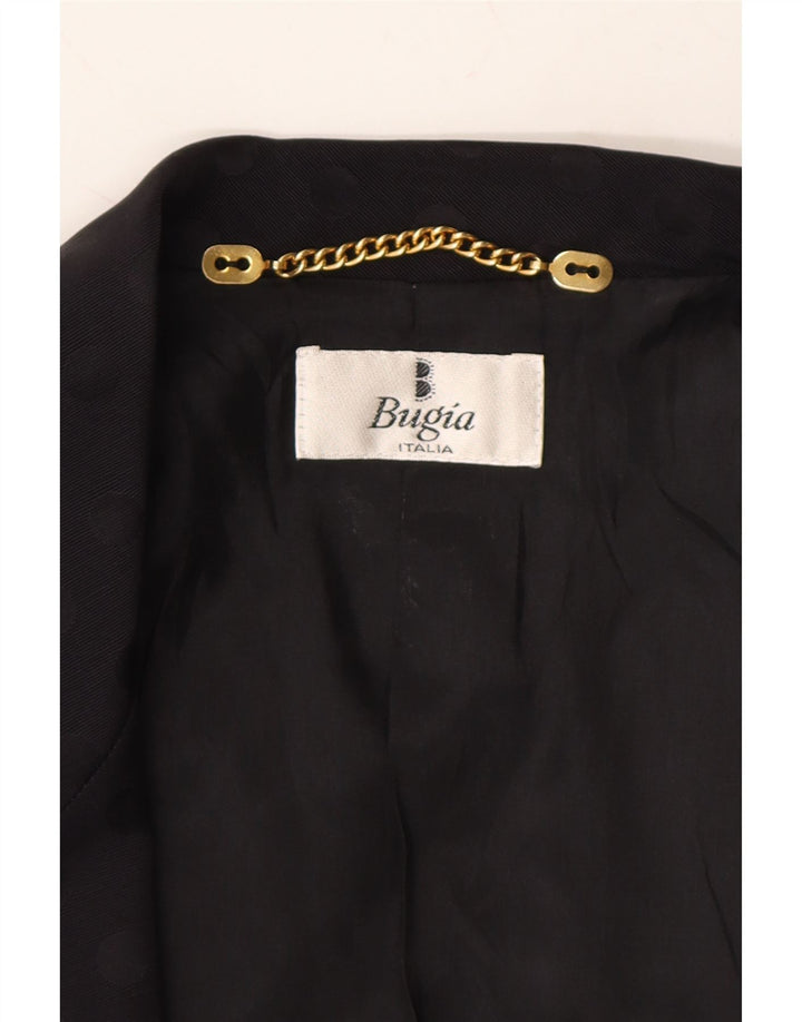 VINTAGE Womens Crop Open Blazer Jacket UK 10 Small Black Cotton Vintage Vintage and Second-Hand Vintage from Messina Hembry 
