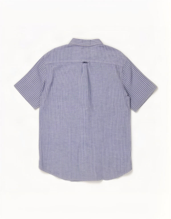 Crew Clothing Мужская рубашка с коротким рукавом, большая синяя льняная полоска