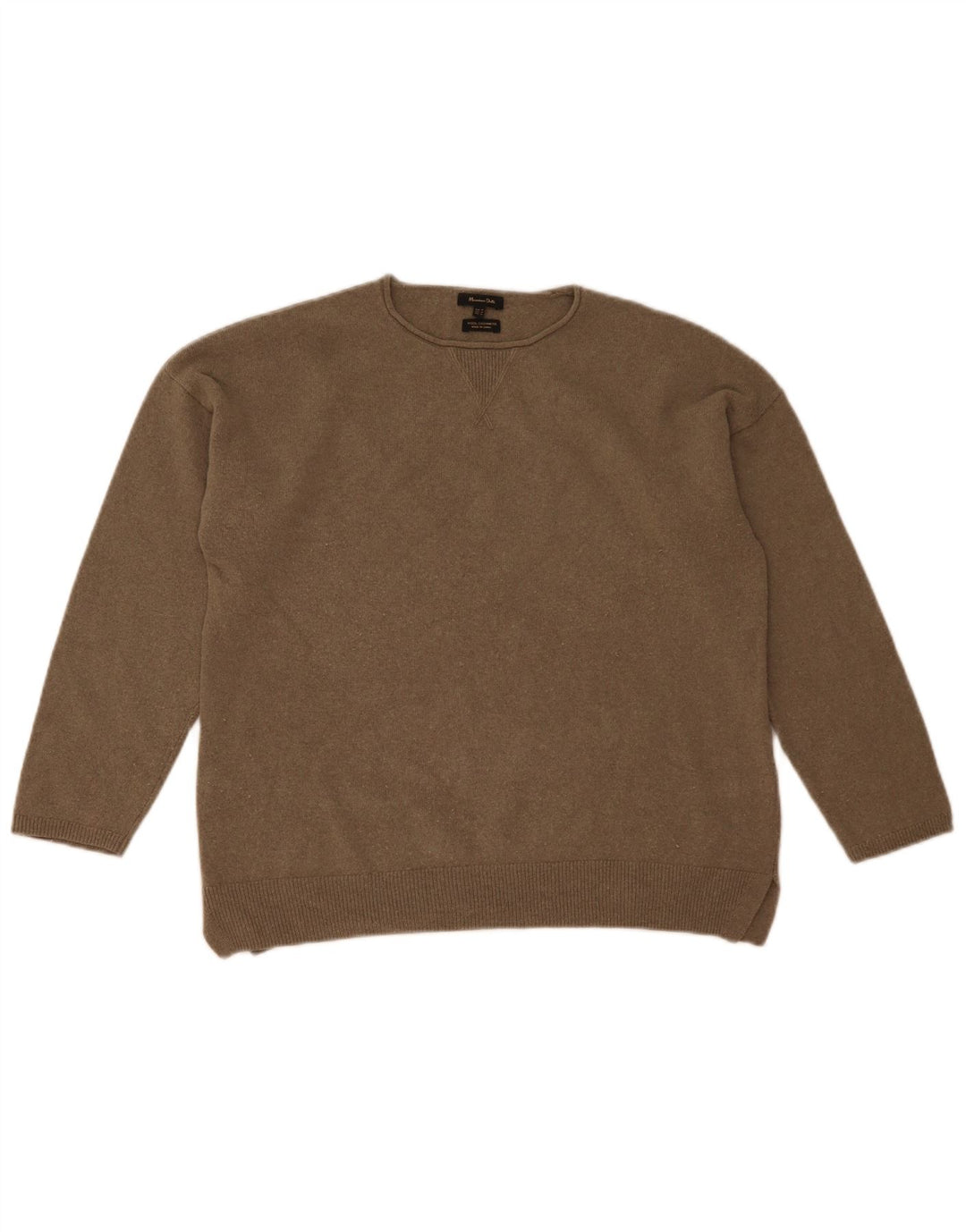 Женский джемпер с вырезом «лодочка» Massimo Dutti UK 14, шерсть среднего серого цвета
