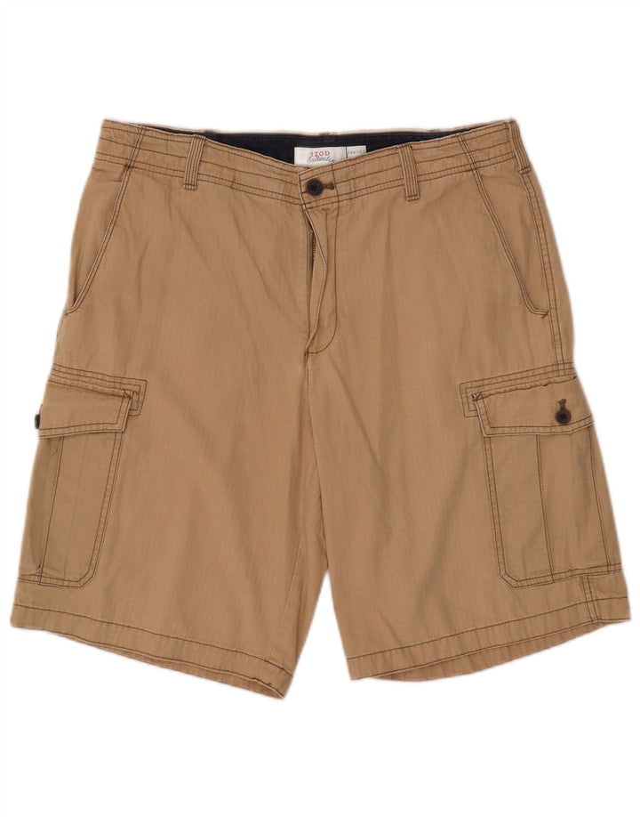 IZOD Мужские шорты-карго для соленой воды W34, большие, бежевые, в клетку, хлопок