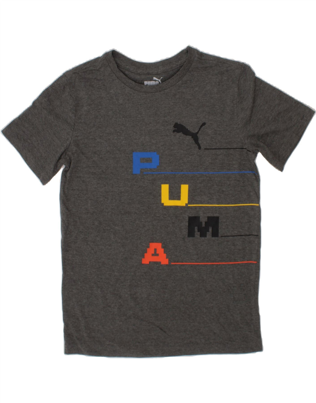 PUMA Boys Graphic T-Shirt Top 10-11 Years Medium  Grey Cotton Vintage Puma and Second-Hand Puma from Messina Hembry 