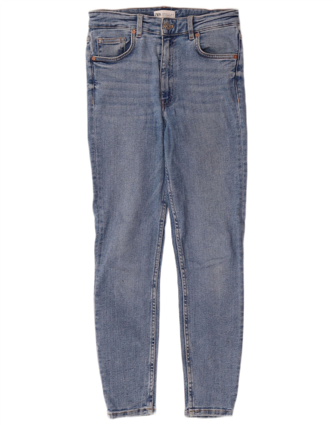 Женские джинсы скинни с высокой талией Zara EU 38, маленькие W28 L27, синие, классические