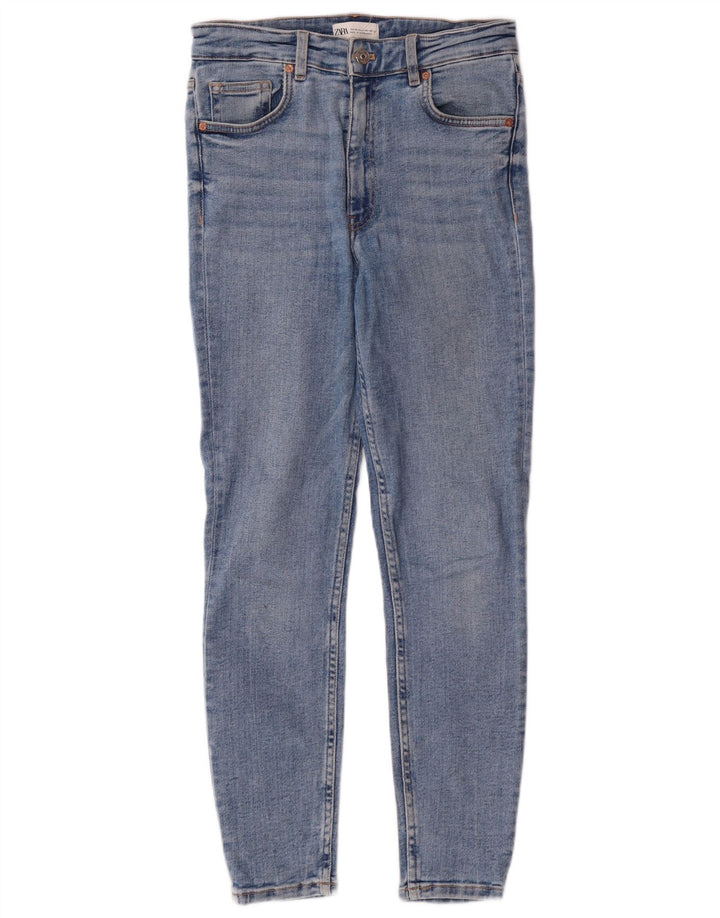 Женские джинсы скинни с высокой талией Zara EU 38, маленькие W28 L27, синие, классические