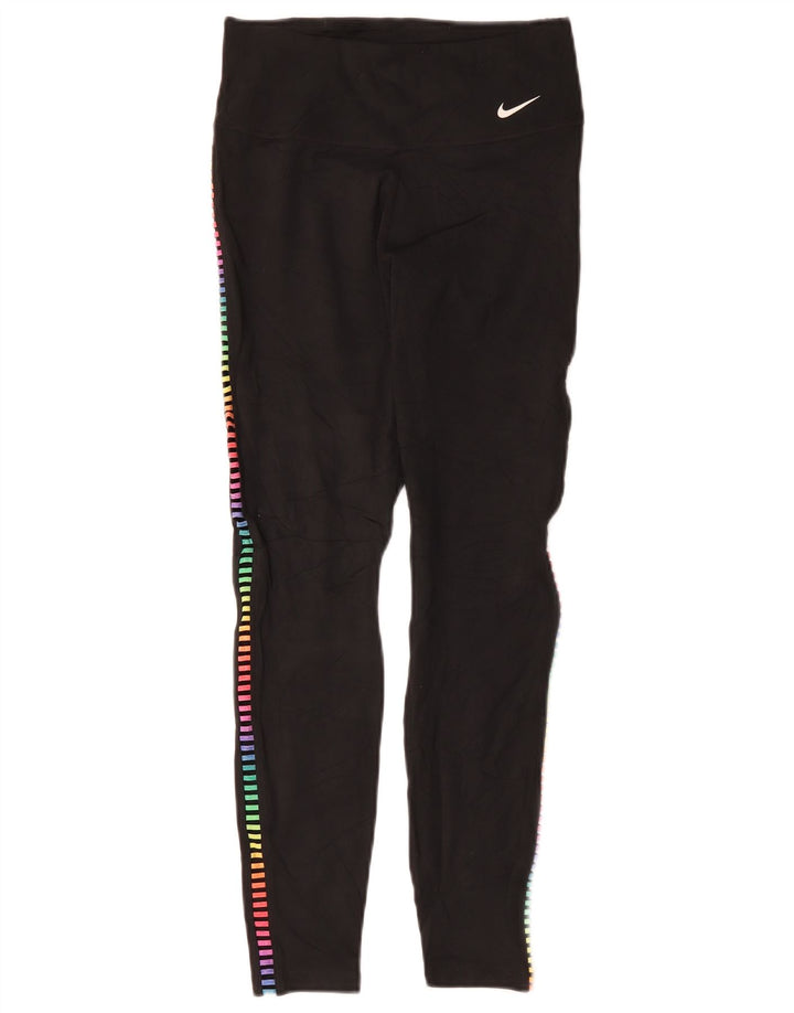 Женские леггинсы Nike Dri Fit UK 8, маленькие черные полиэстер с геометрическим рисунком