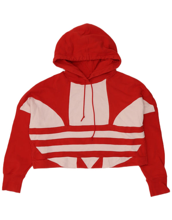 Женский укороченный джемпер с капюшоном Adidas Oversized UK 8, маленький красный