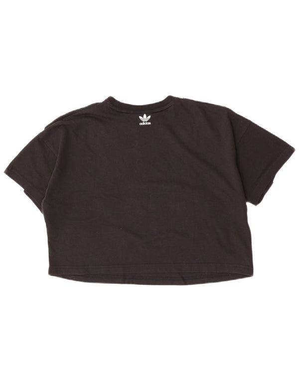 Женская укороченная футболка с рисунком Adidas Oversized UK 4 XS, черный хлопок