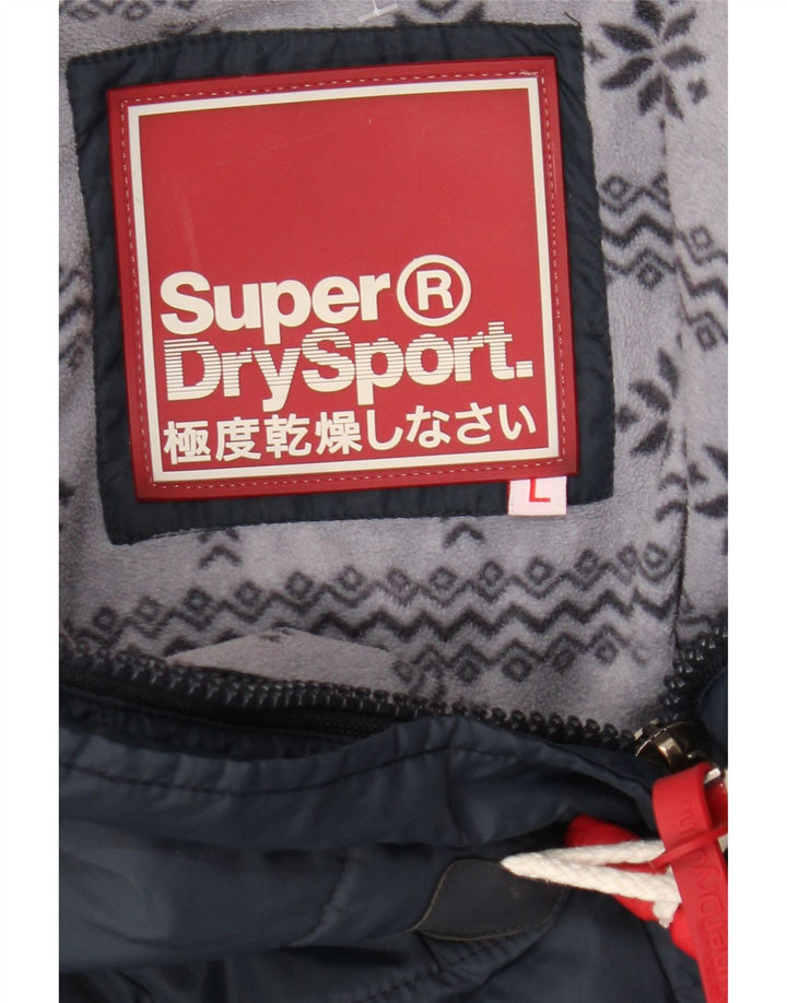 Женская утепленная куртка с капюшоном Superdry UK 14, большой темно-синий полиэстер
