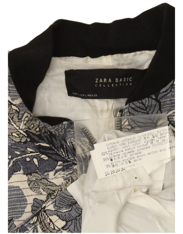Женский бомбер Zara UK 14, большой синий цветочный хлопок