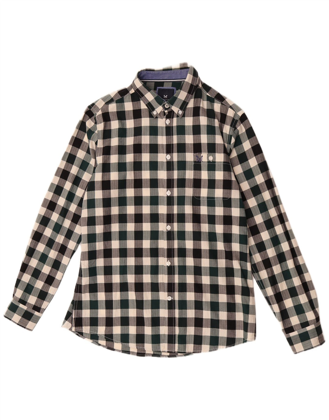 Crew Clothing Мужская приталенная рубашка среднего размера из разноцветного хлопка в мелкую клетку