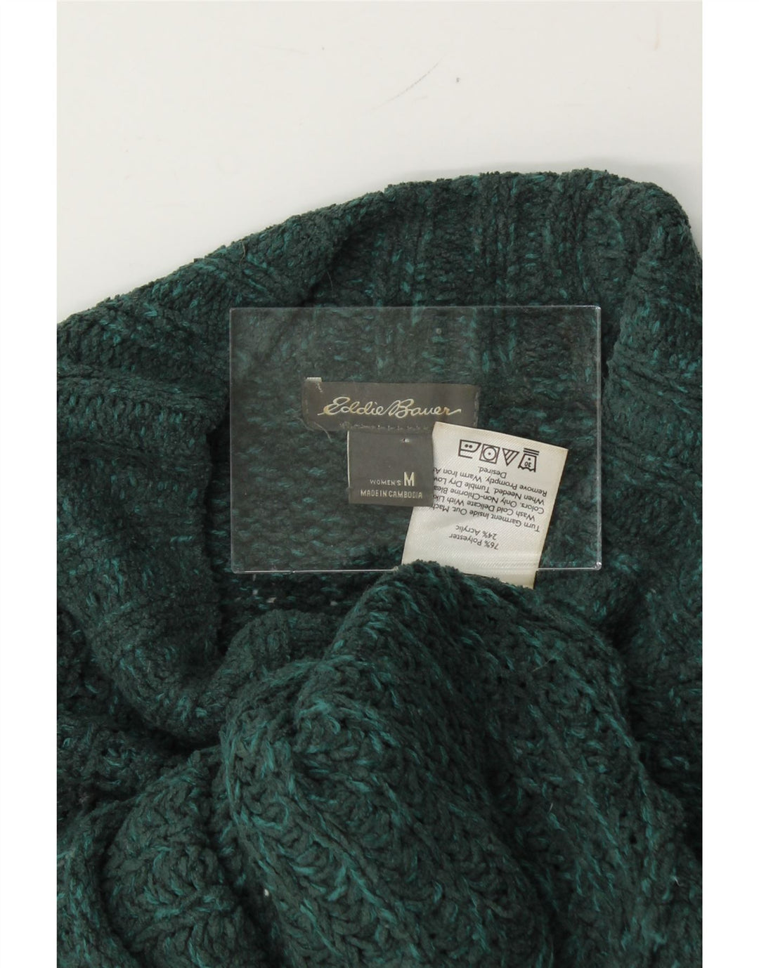 EDDIE BAUER Womens Turtle Neck Jumper Sweater UK 14 Medium Green Polyester Vintage Eddie Bauer and Second-Hand Eddie Bauer from Messina Hembry 