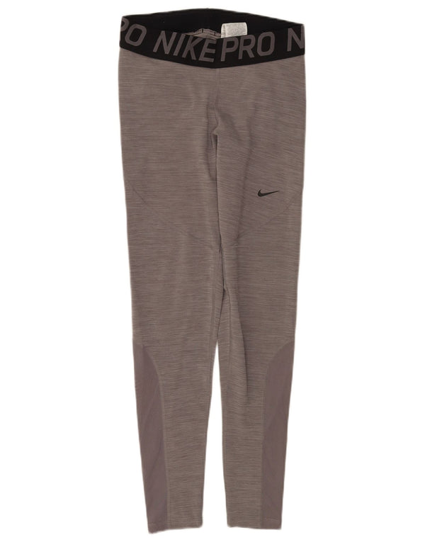 Женские леггинсы с рисунком Nike Dri Fit UK 12, средний серый цвет с цветными блоками
