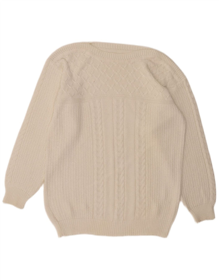 ВИНТАЖНЫЙ женский джемпер с вырезом «лодочка», Великобритания 14, большой белый цвет