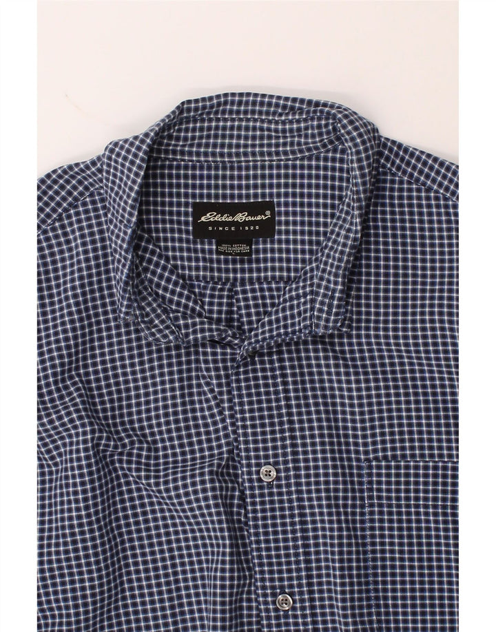 EDDIE BAUER Mens Shirt Large Navy Blue Check Cotton Vintage Eddie Bauer and Second-Hand Eddie Bauer from Messina Hembry 