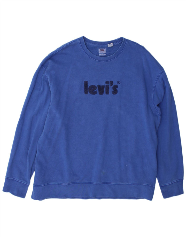 Мужской свободный свитшот с рисунком Levi's, XL, синий хлопок