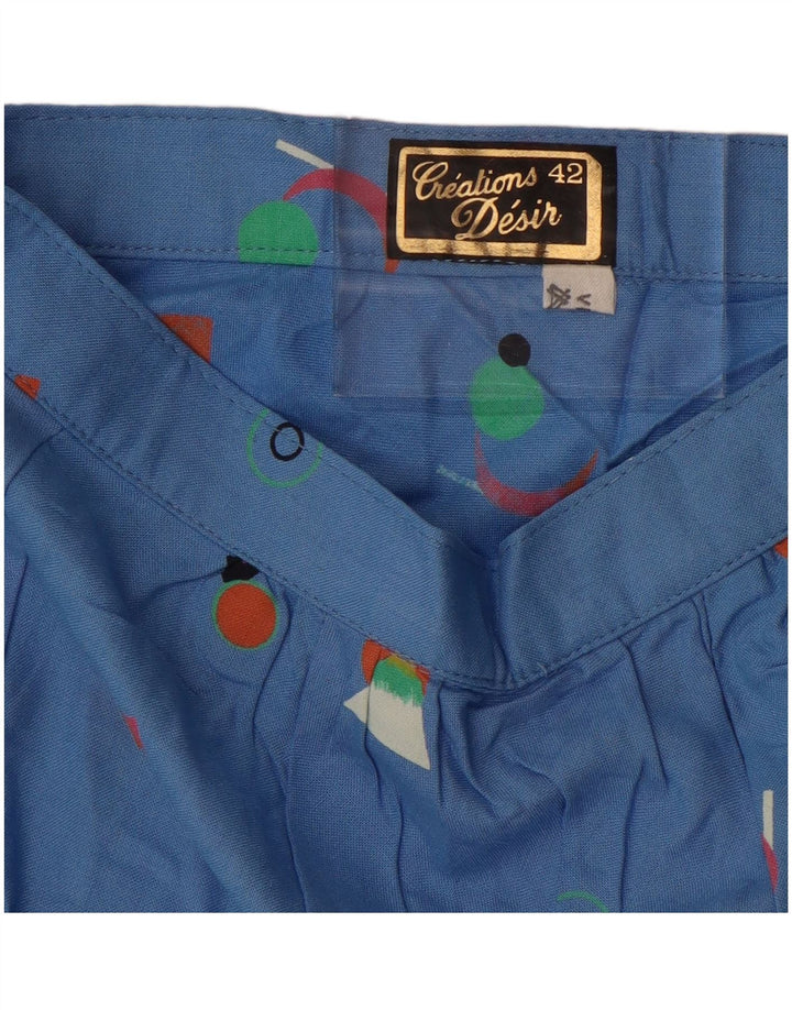 ВИНТАЖНАЯ женская юбка-трапеция с завышенной талией IT 42 Medium W24 Синяя с геометрическим рисунком